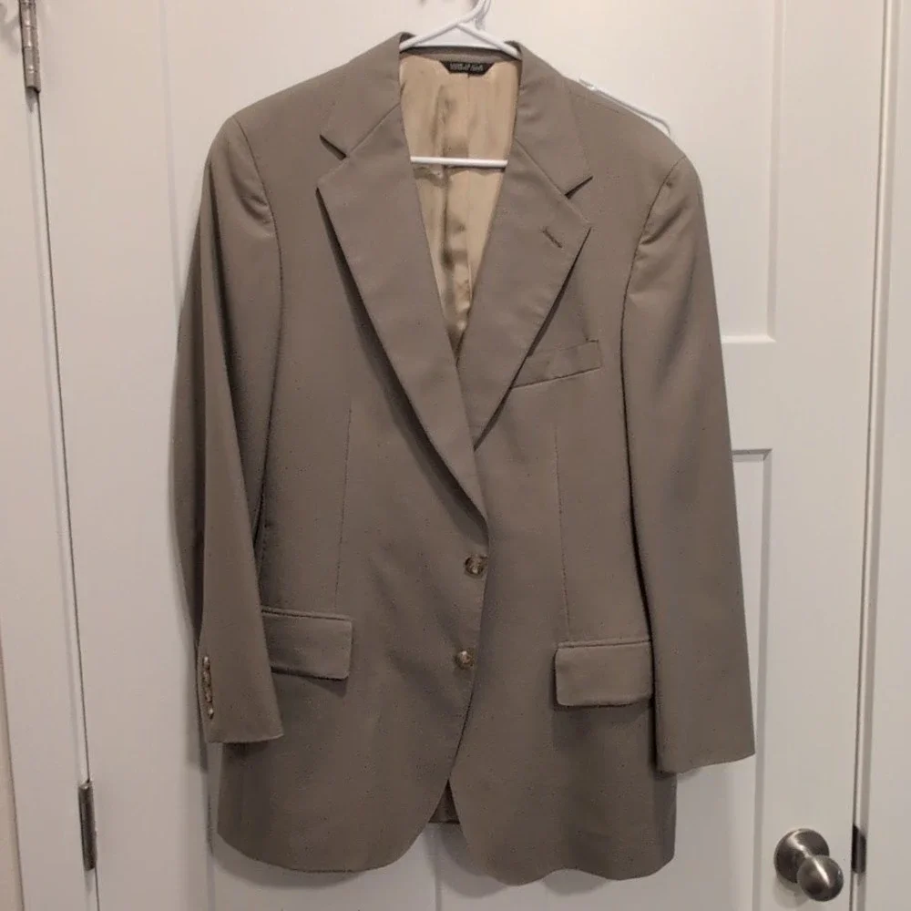 Vintage Polo University Club Ralph Lauren Mens Wool 2 Piece Suit Taupe 40R 34x29